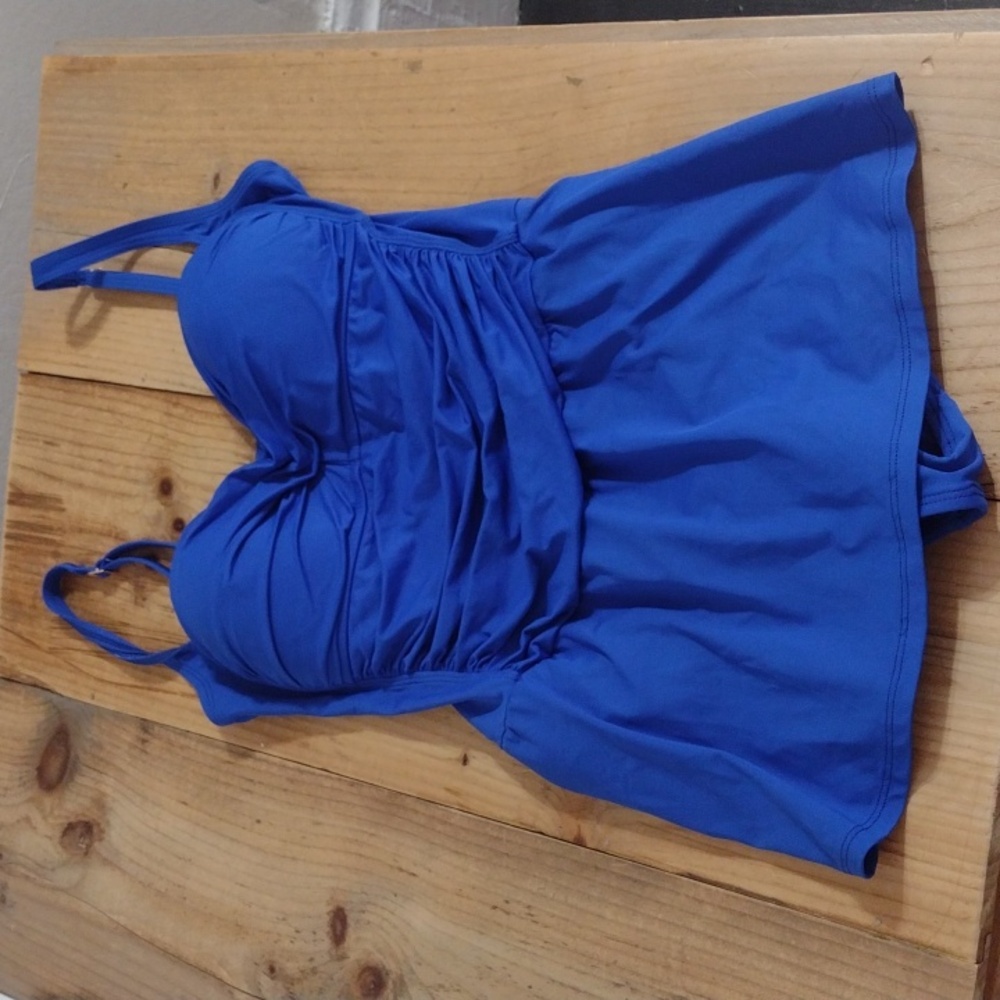 La Blanca Island Goddess Royal Blue Swim Dress Size 14